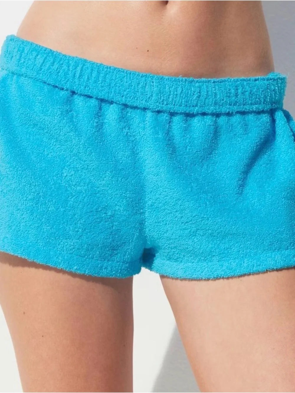 Skims French Terry Coverup Shorts in Cyan - Picture 3 of 4